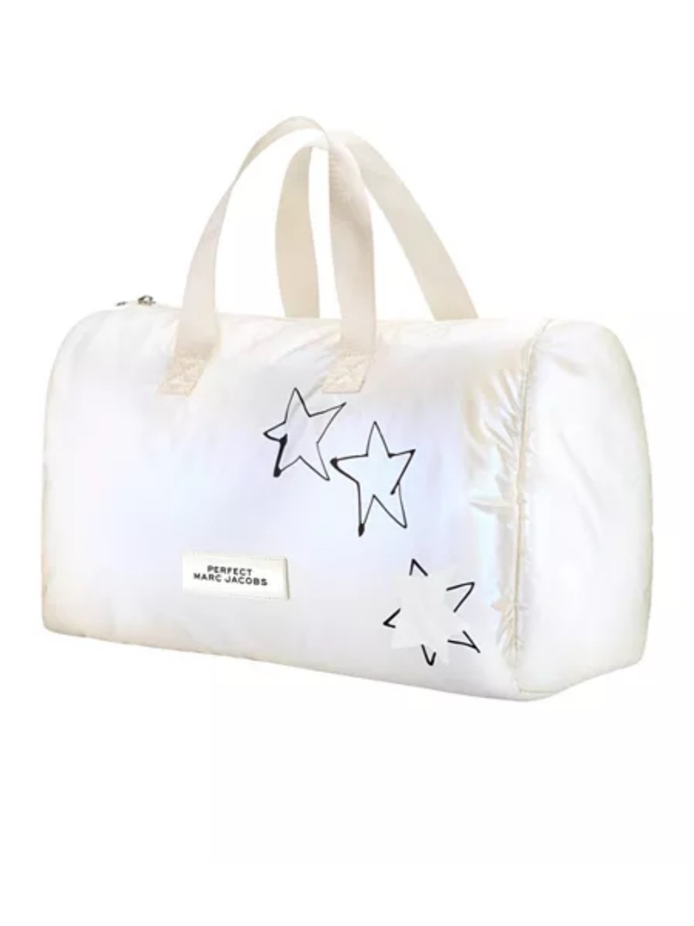 Authentic Marc Jacobs White Nylon Travel bag /  Duffel bag with Star Graphic